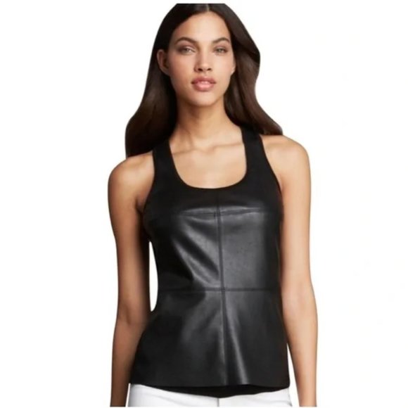 Bailey 44 black faux leather Top - Picture 1 of 11